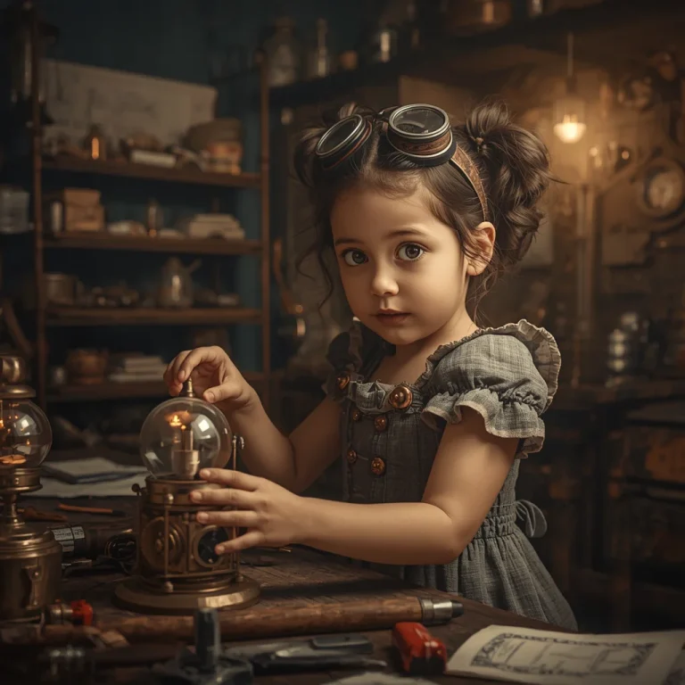 Cute Girl’s Curiosity in a Steampunk Inventor’s Workshop | Trending Girl Prompt