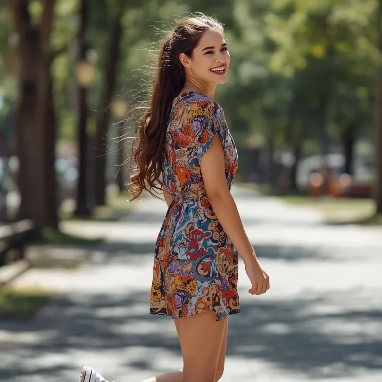 Playful Printed Mini Dress for a Fun Day in the City | Girl Dress Prompt