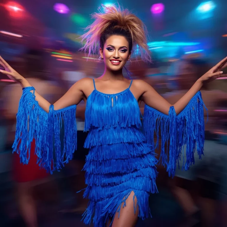 Vibrant Tassel Fringe Dress for a Playful and Energetic Dance Party | ai video generator prompt