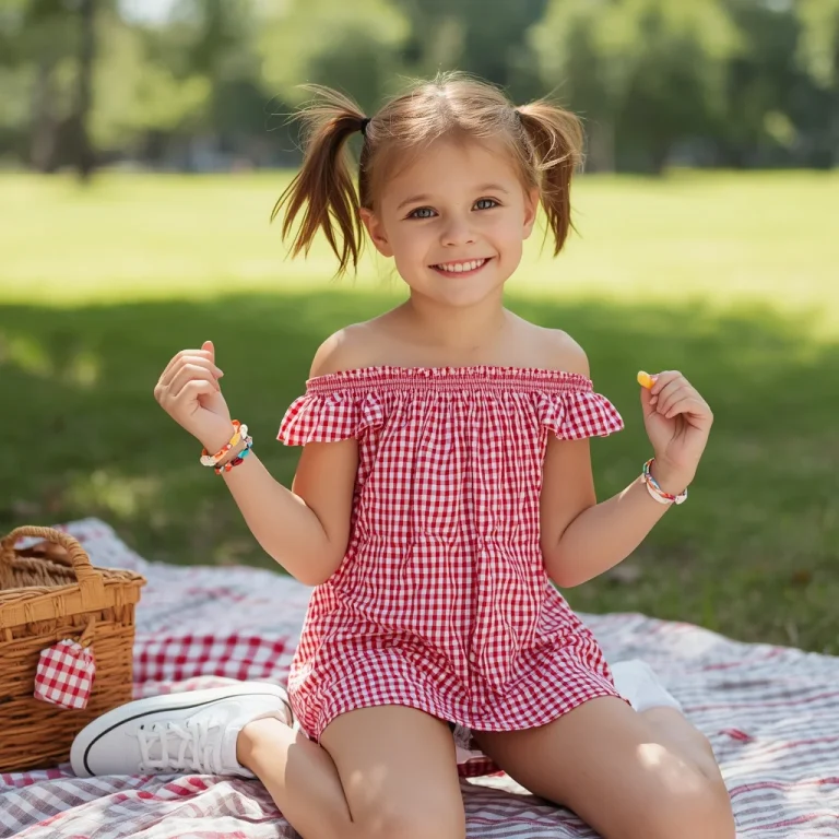 Youthful Playful Fun: A Gingham Off-Shoulder Mini Dress | prompt for gemini girl in english